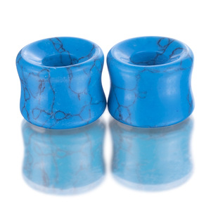 Aros de Piedra Natural para la Oreja |   Tapones de Túnel de Doble Abertura de Cuarzo Rosa, Howlite Azul, Aventurina Verde y Piedra Negra |   Hipoalergénico - Product Image 2
