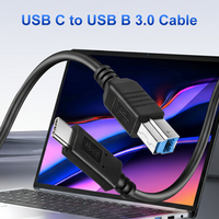 Kabel USB-C ke USB-B 3.1 3FT 10Gbps Thunderbolt 3 untuk Komputer & Printer Konduktor Tembaga Murni Terlindung