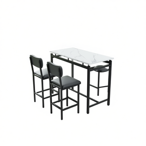 Juego de Mesa de Bar Negra con 2 Sillas Tapizadas, Estructura Metálica Rectangular, Muebles Modernos y Contemporáneos para Cocina, Desayunador, Bar, Espacios Pequeños - Product Image 1