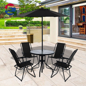 <span class=keywords><strong>Set</strong></span> da Pranzo Pieghevole da Esterno a 6 Pezzi, Piccolo <span class=keywords><strong>Set</strong></span> Tavolo <span class=keywords><strong>e</strong></span> Sedie in Metallo per Giardino, Terrazza, Cortile con Ombrellone - Product Image 2