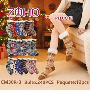 Chaussettes Zoho Fuzzy pour femmes, longueur mi-mollet, chaudes et thermiques, tricotées, imprimé animal, 100% acrylique, chaussettes épaisses - Product Image 3