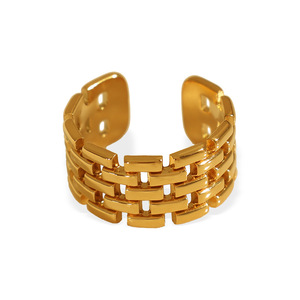 Geometric Titanium Steel <b>Ring</b> Gold 7mm Unisex Fashion Jewelry Gift - Product Image 5