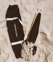 Parasols de plage portables en coton macramé bohème avec logo personnalisé, 6,5 pieds, 8 pieds, avec glands noirs, pour piscine, pique-nique, voyage en plein air