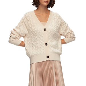 Maglione Pullover da Donna Bianco con Scollo a V, Casual con Bottoni, Stile <span class=keywords><strong>Semplice</strong></span> per Uso Quotidiano, Invernale in Spandex/Poliestere - Product Image 1