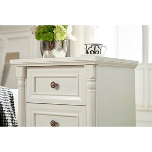 Farmhouse Style 3 <b>Drawer</b> <b>Side</b> <b>Table</b> With Charging Pedestal Tall Rustic Wood Square Nightstand Wooden Base Roman - Product Image 3