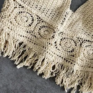 Completo 2 Pezzi: Top Canotta Sexy Boho da Spiaggia in Chiffon Lavorato a Maglia all'Uncinetto <span class=keywords><strong>con</strong></span> Nappe e Scollo all'Americana, Stile Bralette Senza Schienale - Product Image 6
