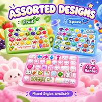 Jouet anti-stress mignon en PU en forme de clavier, à remontée lente, doux, motifs de dessins animés variés, boîte de présentation en gros