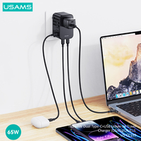 Adaptateur de voyage universel USAMS CC199 65W double type-C+USB, adaptateur d'alimentation de charge pour iPhone, chargeur mural