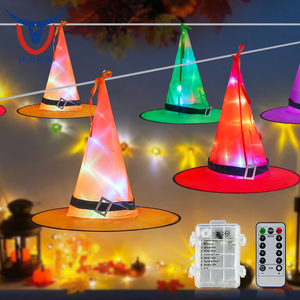 Décoration d'Halloween, chapeau de sorcière et de sorcier lumineux à LED, lumières suspendues colorées à LED, chapeaux de sorcière d'Halloween, accessoire de costume - Product Image 1