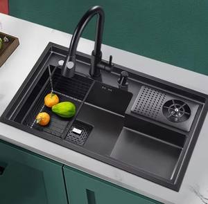 Fregadero de cocina más vendido Fregadero individual de lujo Fregadero negro de bronce de acero inoxidable para la cocina - Product Image 1