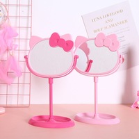 Miroir de table rose nœud papillon Kawaii KT Cat, miroir de princesse rotatif simple face, miroir de maquillage