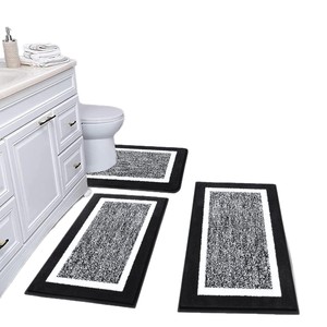 Juego de alfombras de baño de Cachemira de imitación Simple de 3 piezas con diseño de dibujos animados, alfombrilla de inodoro antideslizante absorbente para suelo de ducha en Stock - Product Image 1