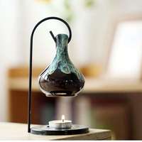 Porte-bougie chauffe-huile en forme de larme moderne et créative pour Halloween, noir, pour bougies chauffe-plat, huiles essentielles et cire fondue