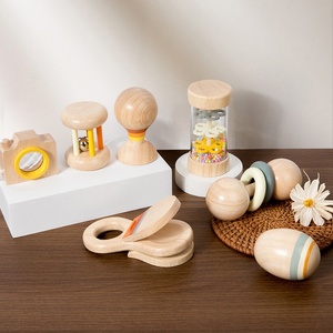 Set de Instrumentos Musicales Educativos Orff de Madera de 6 Piezas para Bebés y Niños Pequeños, Incluye Campanillas, <span class=keywords><strong>Trompeta</strong></span> Pequeña, Castañuelas y Modelo de Cama - Product Image 2