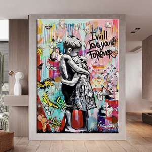 Quadro su Tela con Ragazzo e Ragazza che si Abbracciano, <span class=keywords><strong>Arte</strong></span> <span class=keywords><strong>Graffiti</strong></span>, Poster e Stampe da Parete - Product Image 2