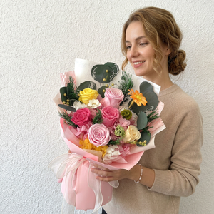 Ramo en caja de regalo eterno inmortal para siempre, logotipo personalizado, rosas preservadas reales para graduación, Navidad, Acción de Gracias decorativa - Product Image 1