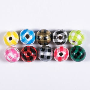 Perles focales 20 mm, perles en bois rondes à rayures de bonbons de Noël, ornements, perles rondes, bijoux faits à la main, accessoires de bricolage, décoration intérieure - Product Image 4