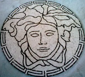 Medalhão de piso em mosaico de marmore personalizado com moldura de retrato mural de design moderno