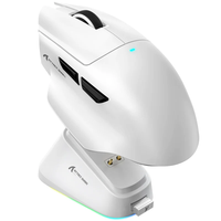 Souris de jeu ultra-légère ATTACK SHARK V6 à trois modes, capteur de jeu PAW3311, souris sans fil à trois modes avec station de charge magnétique