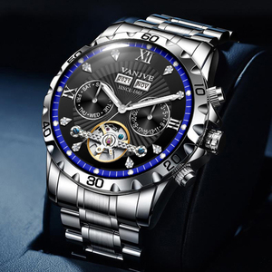 <span class=keywords><strong>CK</strong></span> 완전 자동 기계식 시계, 방수, 야광, 다기능, 대형 다이얼, 견고한 스틸 스트랩 남성용 시계 - Product Image 1