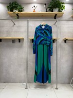 Ensemble de luxe décontracté : chemise imprimée à manches longues et pantalon taille haute à motifs colorés irréguliers