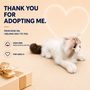 Produttore di Giocattoli OEM Realistici a Forma di Gatto Ragdoll con Pelo Lungo, Fornitore All'Ingrosso di Animali di Peluche con Logo Personalizzato ed Etichetta Privata - Product Image 2