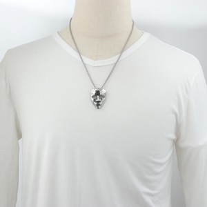 Yunnique – collier avec pendentif masque en acier inoxydable, chaîne de perles carrées de 60Cm pour hommes et femmes, bijoux de Style rétro Punk - Product Image 4