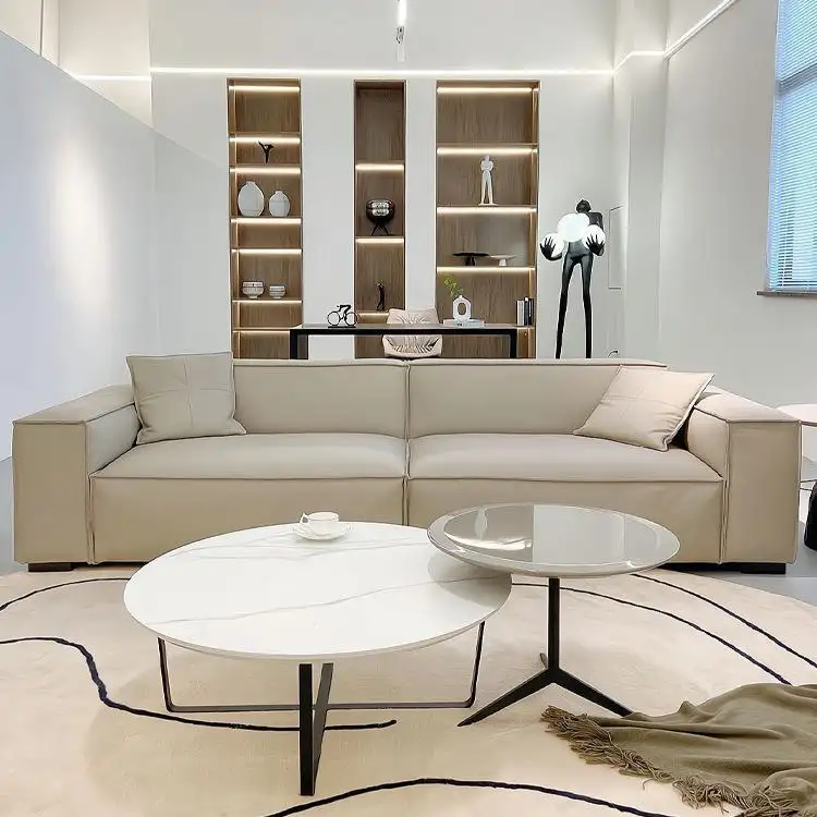 Italian minimalist technology cloth sofa small living room Nordic modern simple technology tofu block inline sofa