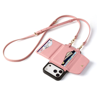 Étui portefeuille bandoulière mains libres en cuir véritable avec sangle détachable pour iPhone 17 18 Pro Max