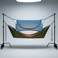 Hamac moustiquaire d'extérieur gonflable avec matelas intégré, taille adulte, fermeture éclair, maille respirante, cadre en aluminium, capacité 150 kg