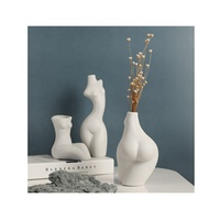 Vase vintage en céramique pour femmes, 1 pièce, design nordique, élégant, vintage, blanc, style boho, décoration intérieure