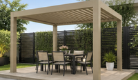 Pérgola Moderna de Alta Gama para Exteriores, Fabricada en Aleación de Aluminio Ecológica, con Techo de Láminas Motorizadas e Impermeables
