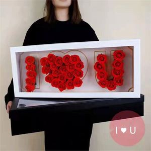 New MM DAD I love U 3in1Gift Paper Box Rectangular Folded PVC Transparent <b>Window</b> Rose Flower Box for Mother's Day Father's Day - Product Image 6