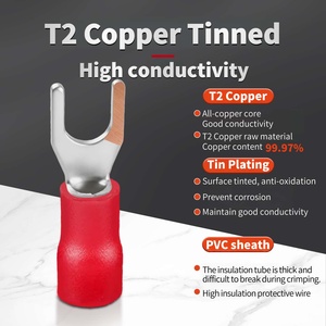 Cnxi nhiệm vụ nặng nề PVC cách điện lạnh ép thiếc mạ T2 đồng đôi uốn Spade Lugs kết nối <span class=keywords><strong>y</strong></span> thiết bị đầu cuối cho Marine hệ thống dâ<span class=keywords><strong>y</strong></span> điện - Product Image 2