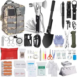 Cắm Trại Ngoài Trời Đi Bộ Đường Dài Phiêu Lưu 142Pcs Chuyên Nghiệp Survival Bánh Và Thiết Bị Với Molle Pouch Survival Kit Và Viện Trợ Đầu Tiên Kit