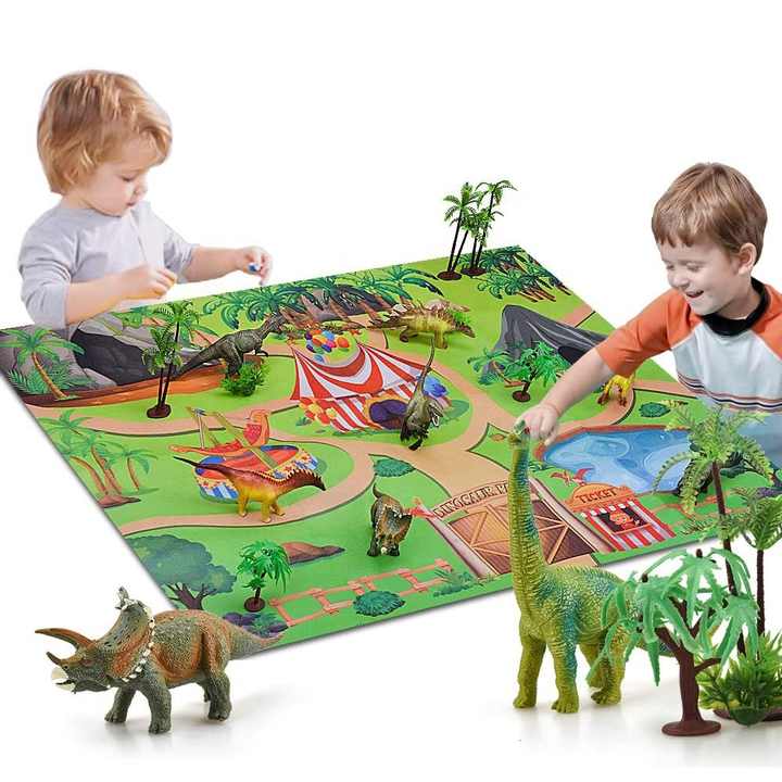 28 pçs dinossauro brinquedo playset com tapete de jogo figuras de dinossauro  realistas & ovos para ótimo presente para meninos e meninas idades 3,4,5,6,  e acima - AliExpress