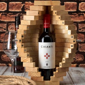 Caja de almacenamiento rectangular de madera para una sola botella de vino, ideal para regalos. - Product Image 1