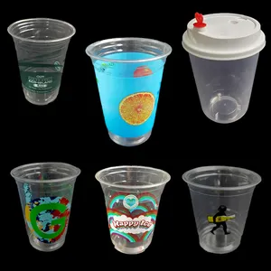Vente en gros Tasse à café en plastique PET PP transpablackdvegetable Seedlastic Tasses en plastique avec couvercles Gobelets en plastique écologiques XF