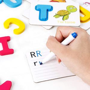 就学前学習教育木製面白い英語アルファベット文字フラッシュペーパーカードボードマッチングパズルゲームおもちゃ子供用 - Product Image 6