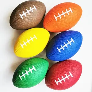 12 cm amerikanische Fußballqualität individuelle PU-Schaumstoff-Stressbälle Rugby-Logo bedruckte Stress-Lifeballbälle