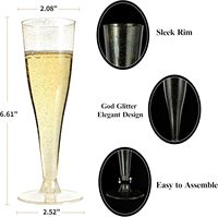 Lot de 200 flûtes à boisson froide jetables en plastique doré pailleté de 4,5 oz, personnalisables avec logo OEM pour fêtes, bars à mimosa, mariages