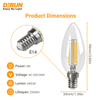 Mini ampoule LED à filament, verre transparent ambré perlé, 2W 4W 6W 120V 230V, luminaire suspendu brillant, FLM-C35