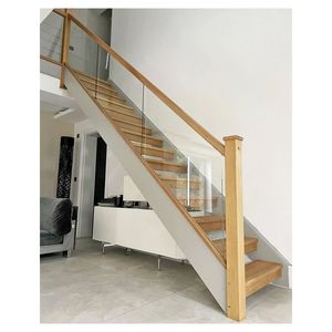 <span class=keywords><strong>Escalier</strong></span> intérieur de villa moderne sur mesure, nouveau design, <span class=keywords><strong>bois</strong></span> massif en chêne thaïlandais, marches en <span class=keywords><strong>bois</strong></span> massif, garde-corps en verre, <span class=keywords><strong>escalier</strong></span> <span class=keywords><strong>droit</strong></span> - Product Image 4