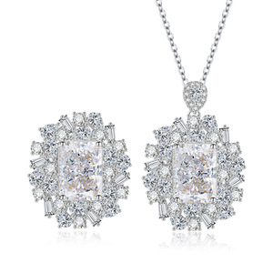 Ensemble de collier en zircone cubique 10*14MM plaqué platine sur cuivre, anti-ternissement, bijoux tendance pour femmes - Product Image 1