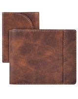 Portefeuille homme vintage en cuir microfibre, pliable, porte-cartes amovible, 2 fenêtres pour cartes d'identité, 15 emplacements pour cartes, OEM personnalisé, vente en gros