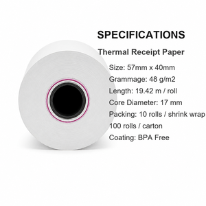 Rotoli <span class=keywords><strong>di</strong></span> Carta Termica 57x40mm per Stampanti POS, Senza BPA, per Registratori <span class=keywords><strong>di</strong></span> <span class=keywords><strong>Cassa</strong></span> e Terminali <span class=keywords><strong>di</strong></span> Carte <span class=keywords><strong>di</strong></span> Credito - Product Image 4