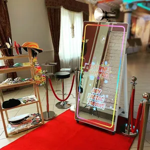 65"portable open air flight case automatic led selfie 3d photobooth mirror photo booth machine with printer for events
