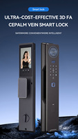 Serrure Intelligente de Porte d'Entrée Étanche IP65 WiFi avec Reconnaissance Faciale 3D, Vérification par Veine Palmaire, Empreinte Digitale, Grand Écran, Interphone Vidéo et Cloud