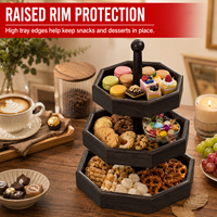 Tempat Kue MDF 3 Tingkat Bentuk Oktagonal - Menara Kue Kayu Cokelat Tua untuk Pesta Pernikahan, Sajian Teh Sore, dan Nampan Penyajian Cupcake