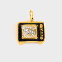 Pendentif Breloque Couronne d'Oiseau Fleur en Zircon Cubique Plaqué Or 18K Vente en Gros pour Femmes |   Breloques en acier inoxydable en gros